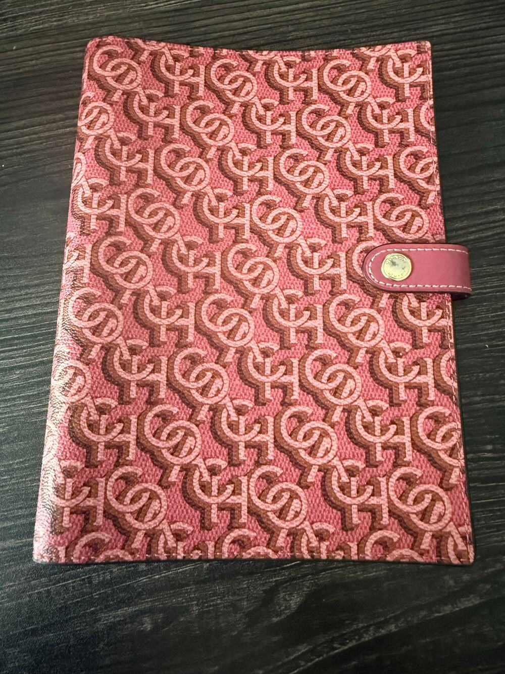 Coach Pink Notebook Cover With Coach Monogram Print